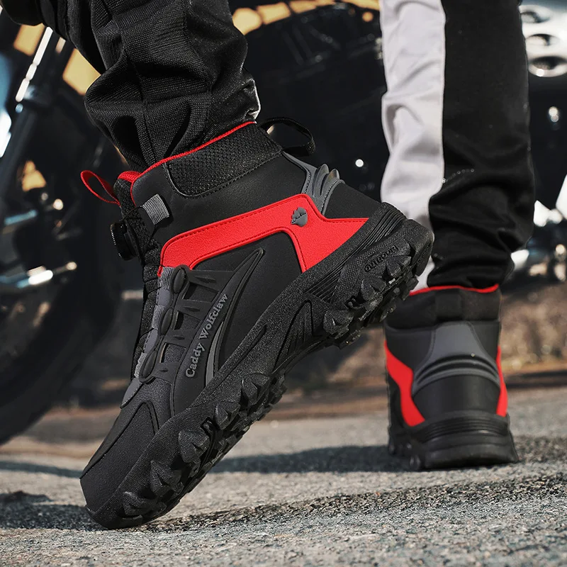 Casual Leather Motorcycle Riding Boots for Men Off-Road Motocross Shoes Breathable Wear Resistant view 5