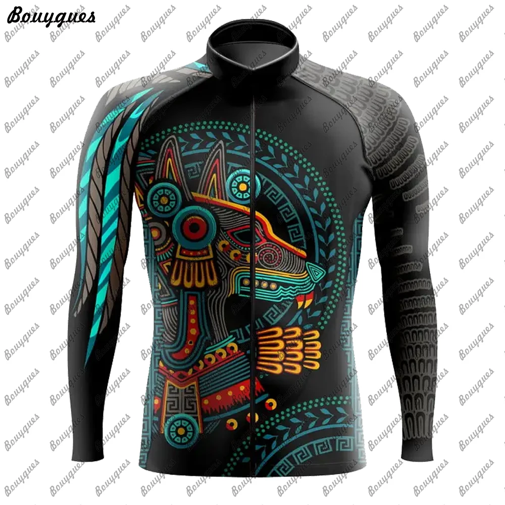 Team Pro Mexico Cycling Jersey Set Long Sleeve Mountain Bike Cycling Clothing Breathable MTB Bicycle Clothes Wear for Mans