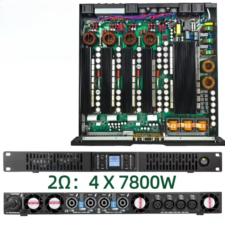 Paulkitson SiC Amplifier PD43500 4 Channel Subwoofer Sound Amplifier 2ohm 4X7800W 1U Professional Class D Audio Power Amplifier