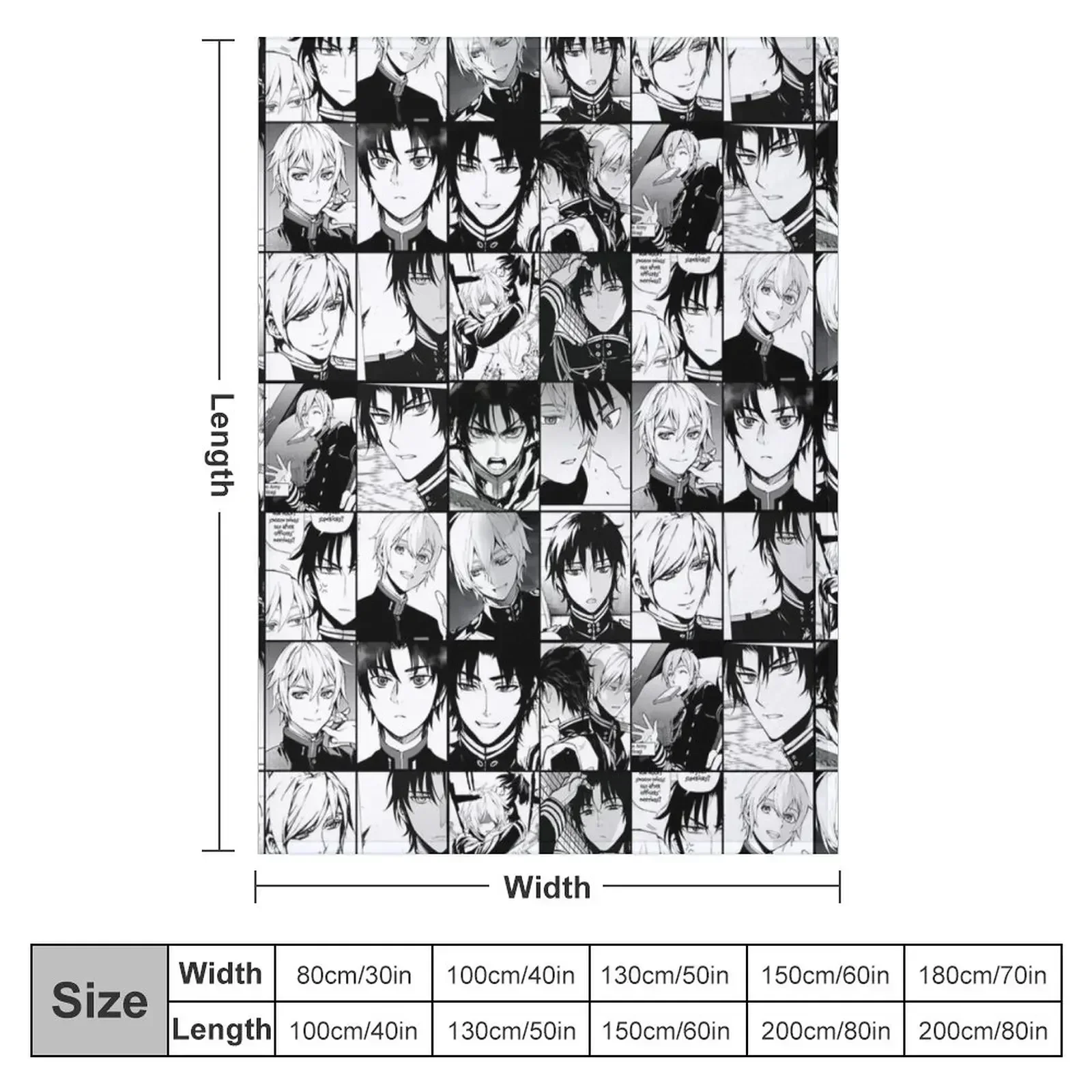 Shinya Hiragi and Guren Ichinose - manga collage Throw Blanket Retros Cute Soft Plush Plaid Custom Blankets