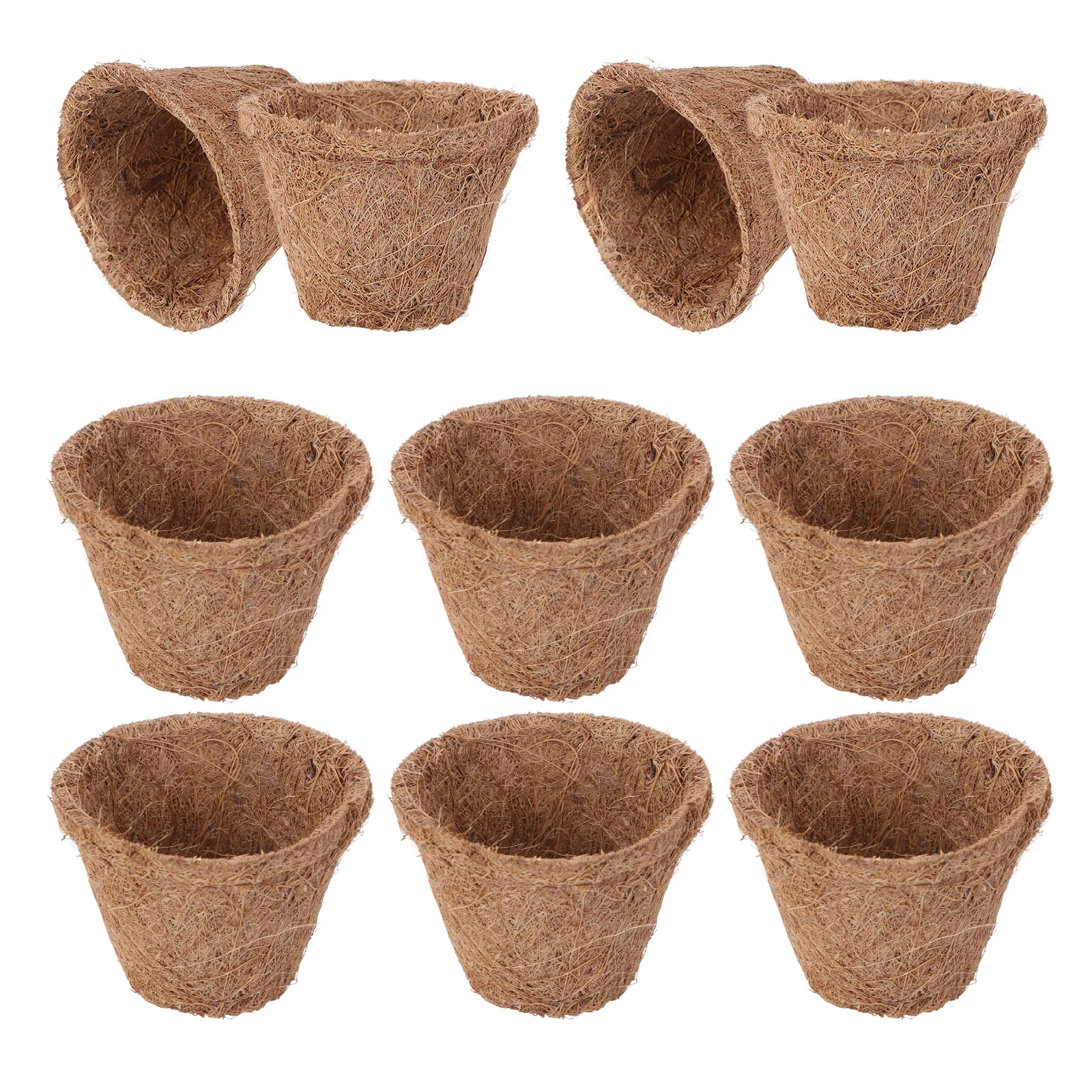 Pote de mudas de coco, recipiente de plantio, copos de flores de coco para jardim interno e externo, varanda, tapete de jardinagem, presente com 10 peças
