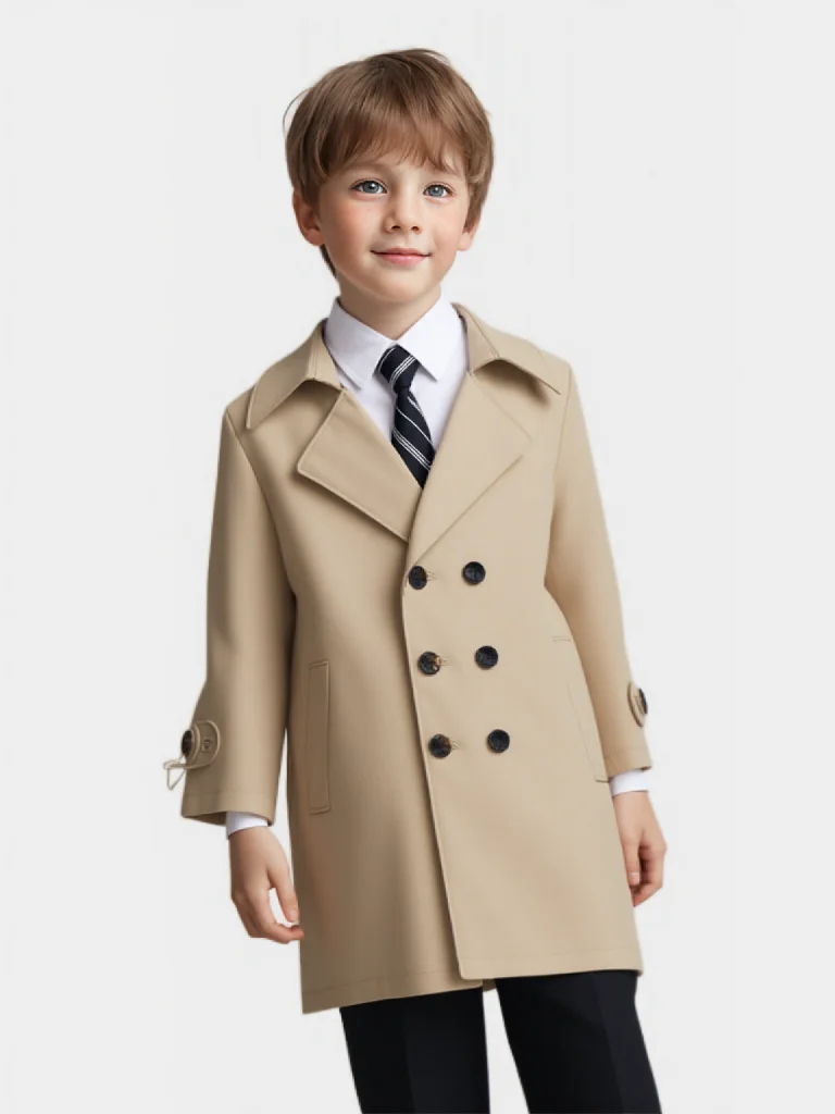 Gentleman Kids Windproof Outdoor Jacket England Boys Black Christmas Spring Autumn Long Coat Children Photography Coat 3-15Y
