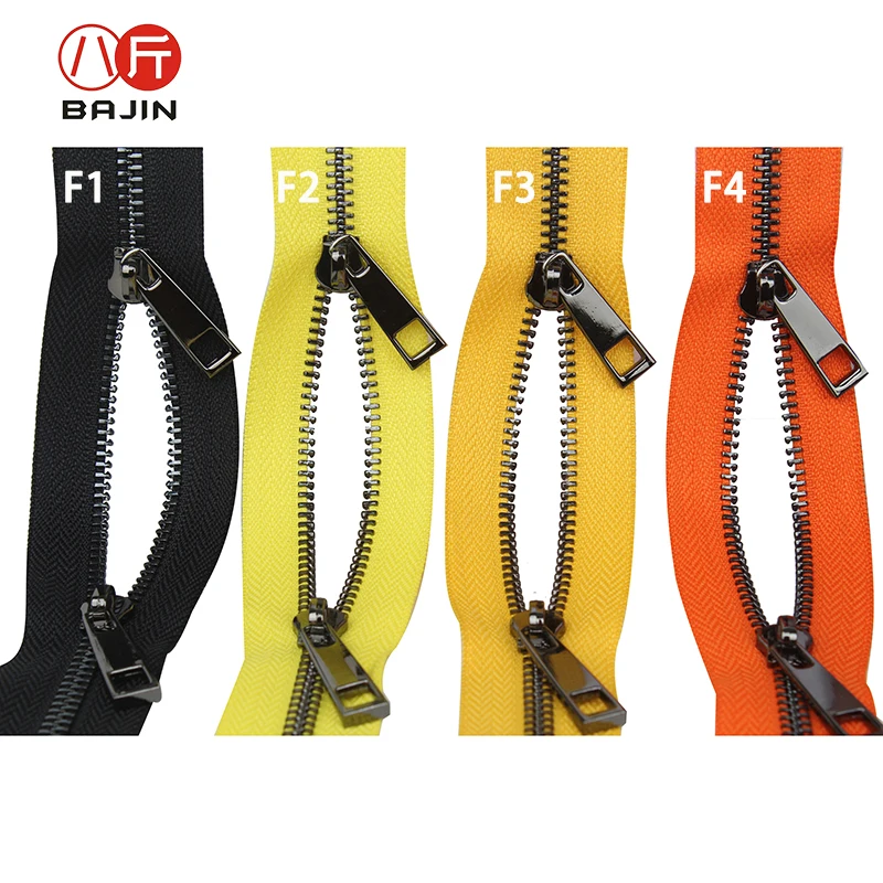 

high grade 3#5# black metal copper chain teeth zipper double sliders open-end black yellow golden orange fuchsia purple zipper