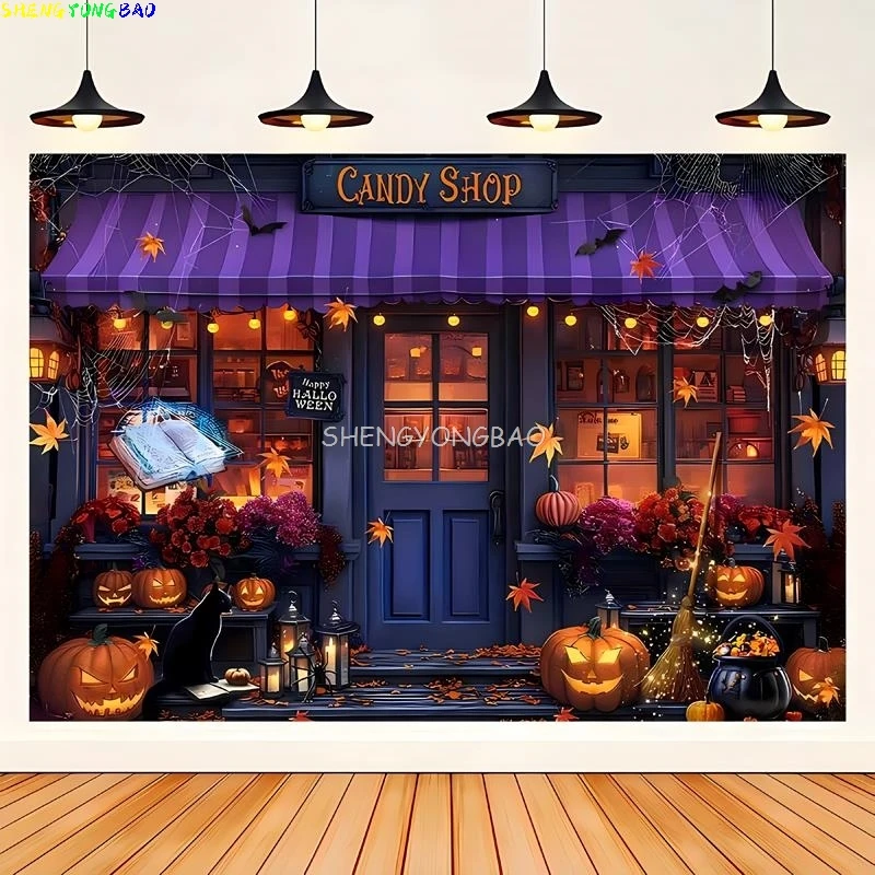 

Autumnal Pumpkins Photography Backdrops Props Halloween Day Maple Leaf Scarecrow Farm Harvest Thanksgiving Background RR-03