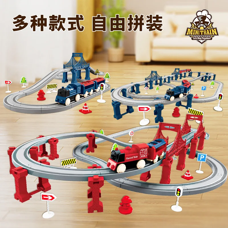 Rail Car Christmas Rail Car DIY Assembly Electric Rail Train Toy Model Train Set Educational Toy For Children