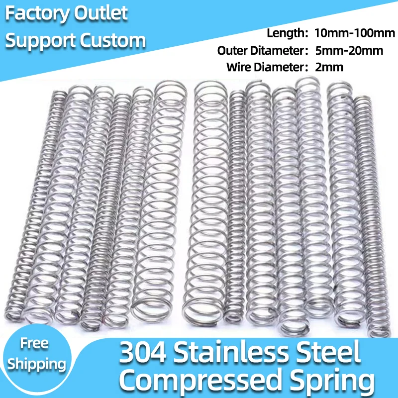 

Creamily 5PCS Stainless Steel Compression Spring 304 Compressed Spring Wire Diameter Y-Type Rotor Return Spring 2.0mm