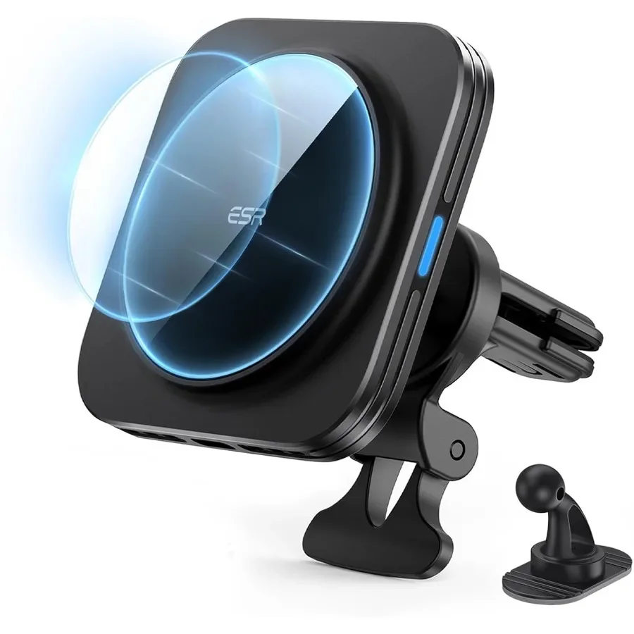 

Магнитное беспроводное автомобильное зарядное устройство мощностью 15 Вт с ESR для вентиляционного отверстия, совместимого с MagSafe и креплением для телефона на приборной панели для iPhone 16 15