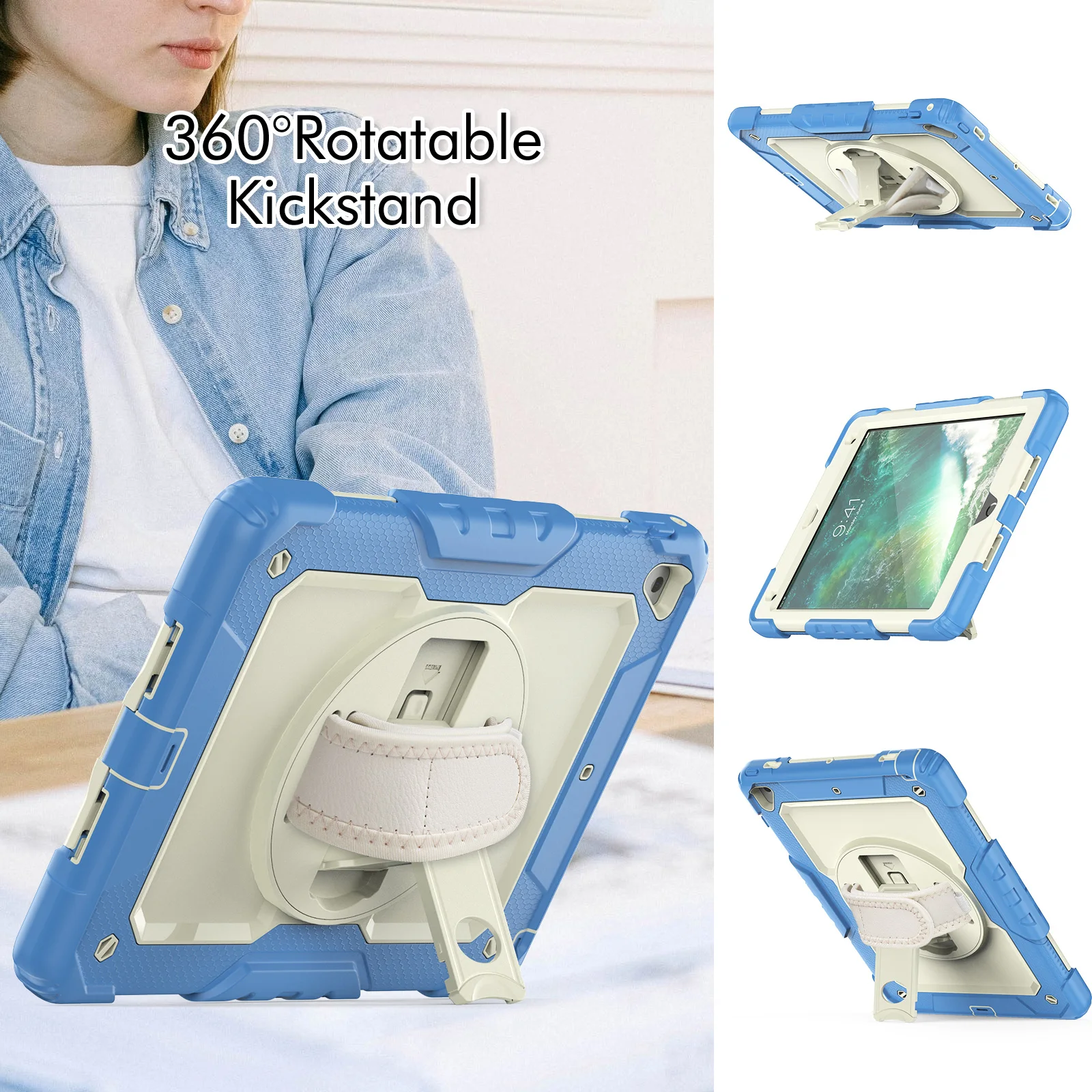 Custodia da 10 pezzi per iPad Pro11 2021 2022 custodia antiurto per bambini per IPad Air 2 4 5 10.9 10th 10.2 custodia per tracolla con maniglia per cavalletto