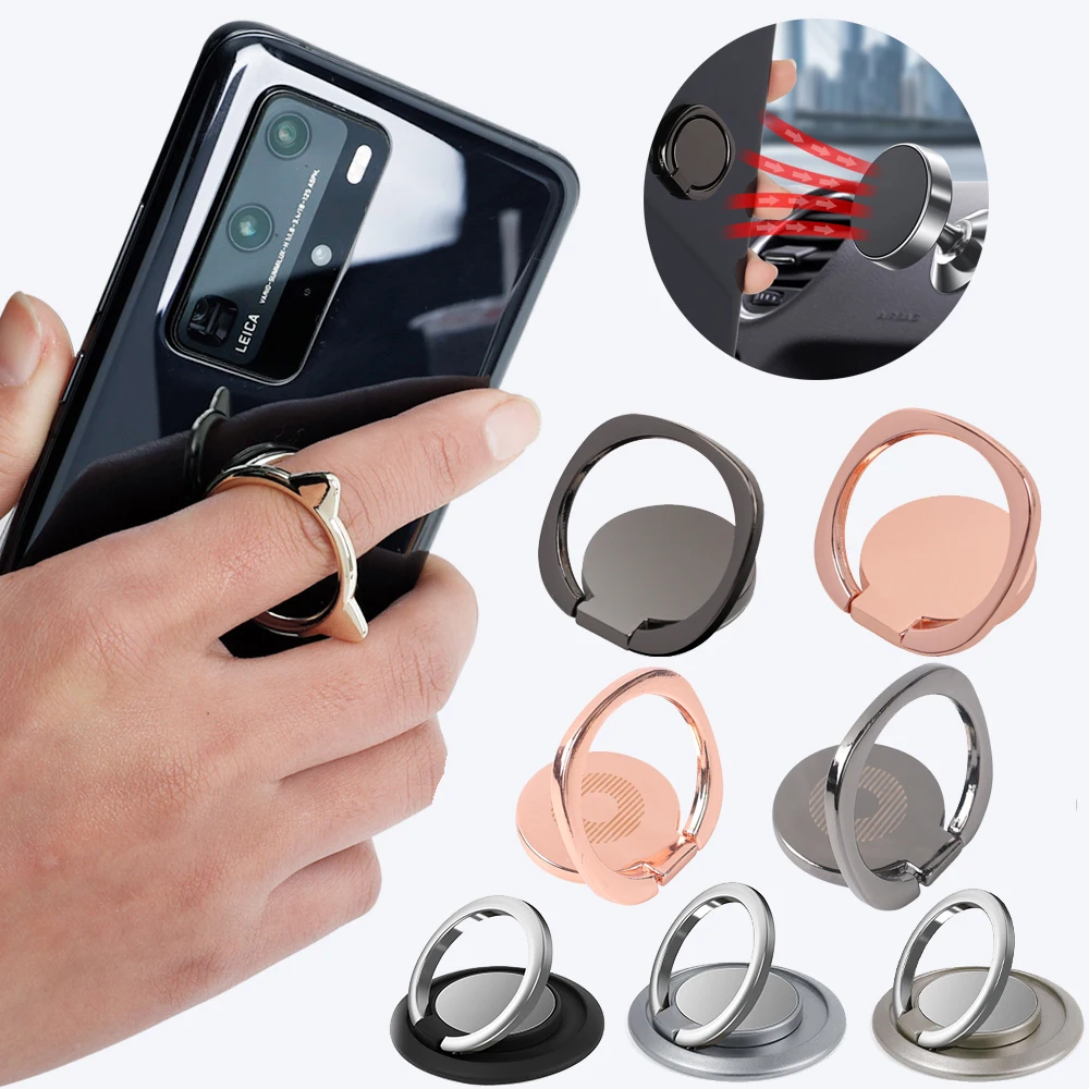 Magnetic Rotabl Mobile Phone Holder Stand for IPhone Samsung Car Metal Finger Ring Phone Stand Bracket Car Phone Holder Bracket