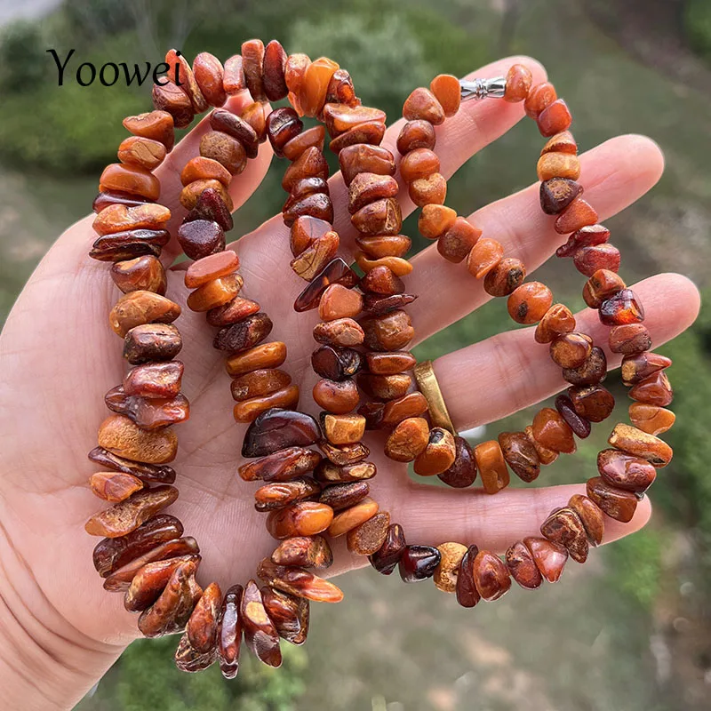 Real Old Amber Necklace 70cm Sweater Chain Original Irregular Beads Baltic Mineral Ore Big New Natural Amber Jewelry Wholesale