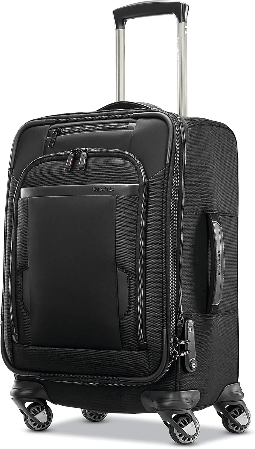 Pro Travel Softside Expandable Luggage with Spinner Wheels, Black, Carry-On 21-Inch