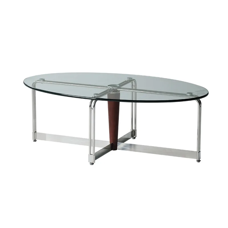 

Coffee table living room household simple light luxury creative oval glass table