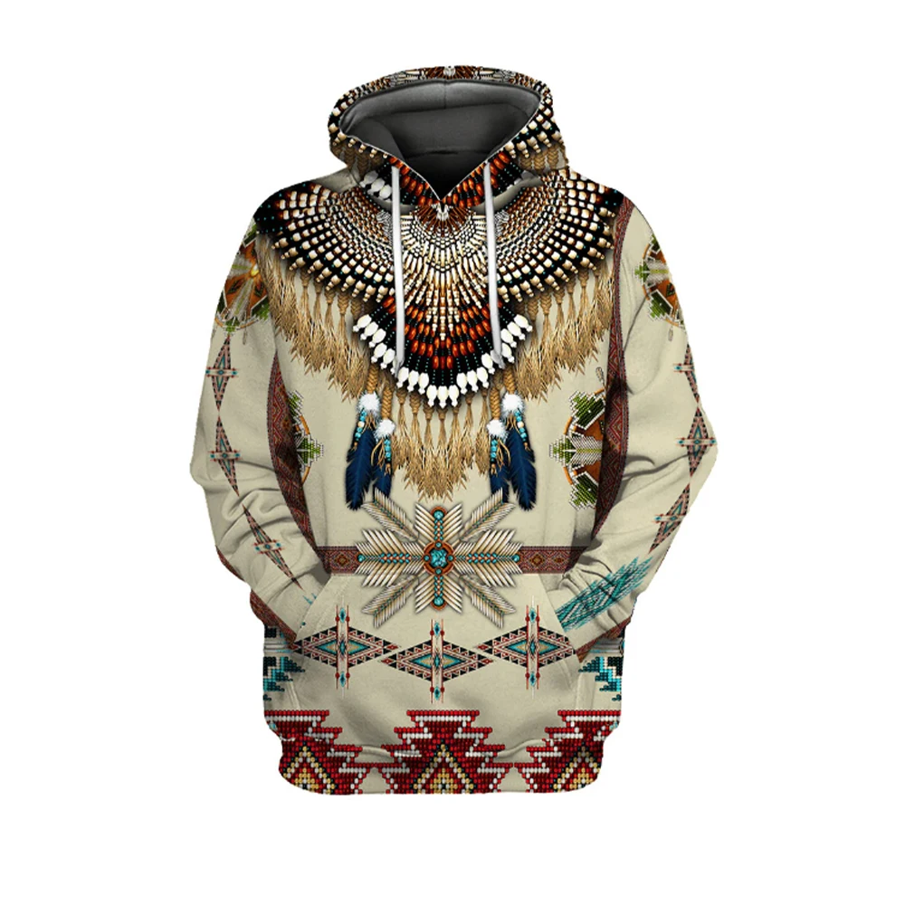 2024 Men\'s Fashion Bohemian Loose Hoodie Large 3D Printed Super Large Hoodie Indian Fashion Enthusiast