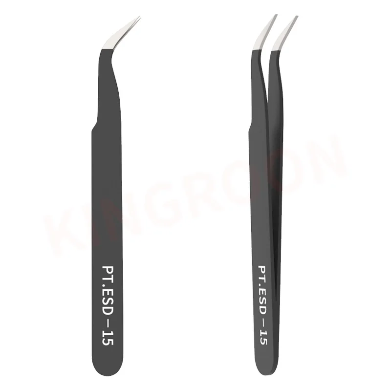 Stainless Steel Eyelash Extension Tweezers Straight and Curved Anti-static Grafting Lashes Tweezer