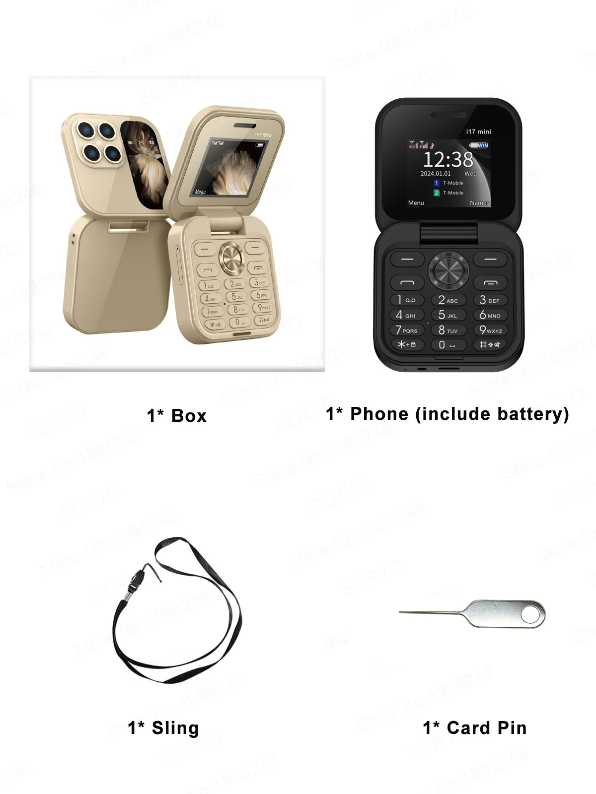 SERVO I17 Mini Foldable Small Mobile Phone 1.77-inch Screen Magic Voice 2G Double SIM Card Slot FM Radio Button Mini Flip Phones
