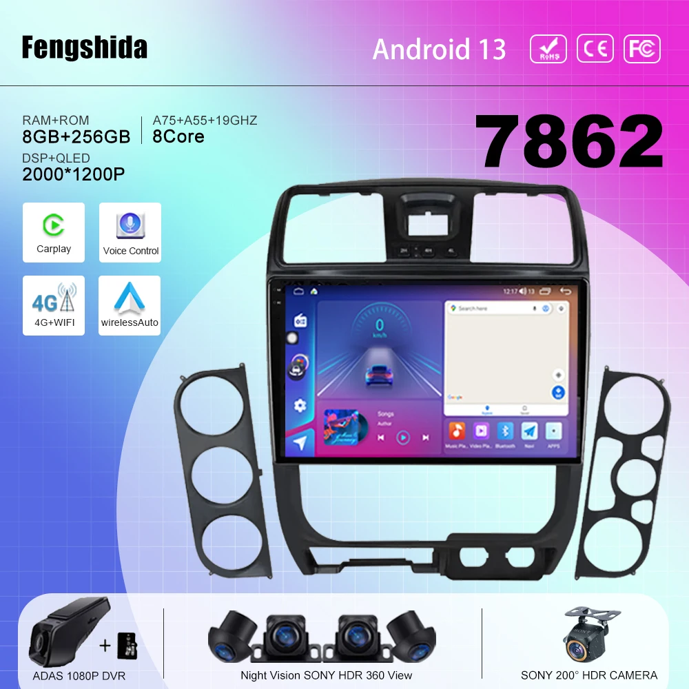 

7862 CPU Car Android 13 For Great Wall Wingle 5 4x4 2009-2015 Auto Radio multimedia player navigation GPS No 2din DVD 5G WIFI BT