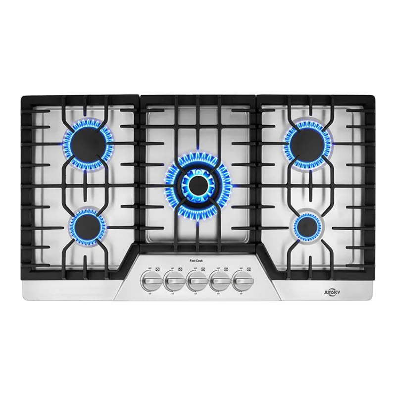 

36 Inch Stainless Steel Gas Cooktop 5 Burner Built-in NG/LPG Convertible Gas Stove