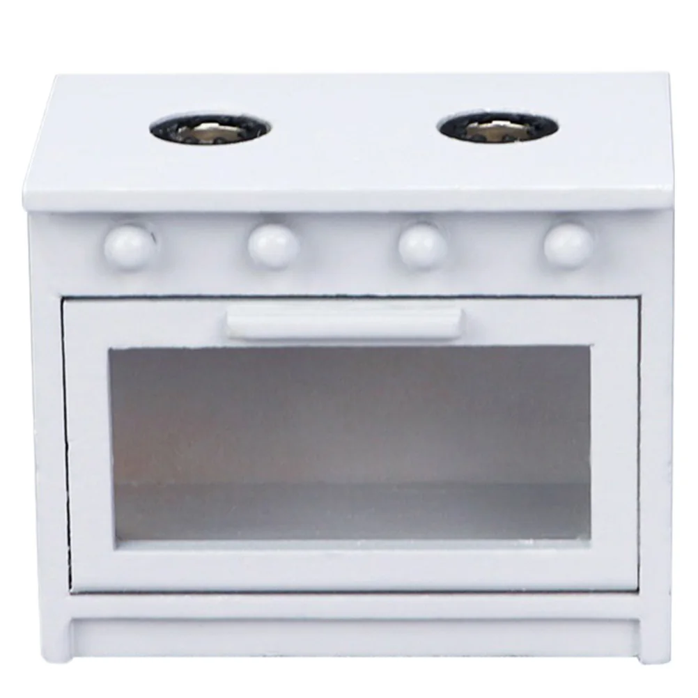 Mini Gas Cooktop White Kids Cooking Accessory Safe DIY Educational Pretend Play Miniature Stove Dollhouse Kitchen Furniture Toy