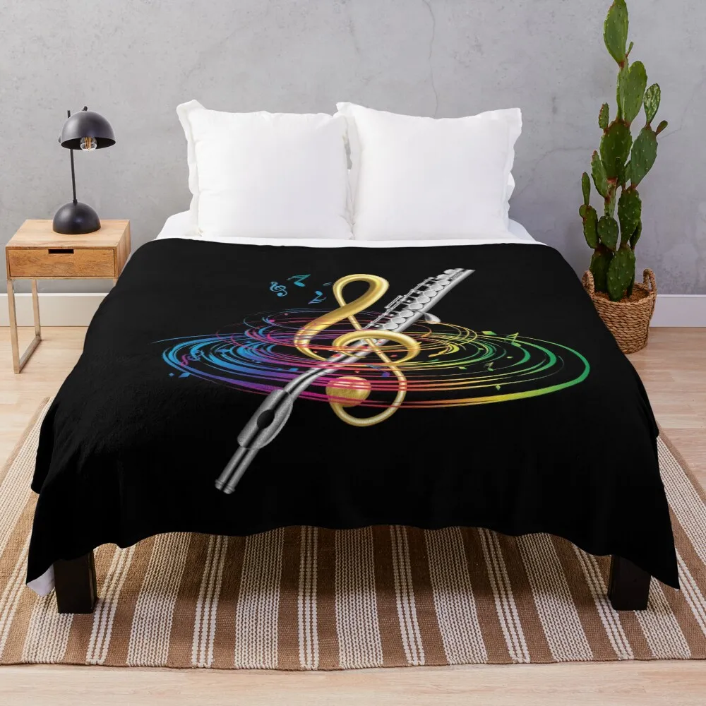 

Flutist Vintage Flute Throw Blanket Cozy Light Blanket for Travel Camping Picnic
