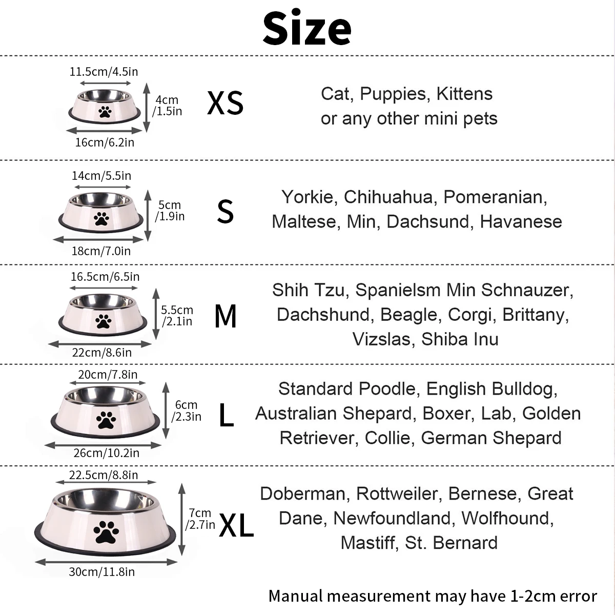 1PC Stainless Steel Pet Bowl Cat Bowl Dog Food Bowl Multi-Specification Anti-fall Food Bowl Food Bowl Feeding Pet Supplies