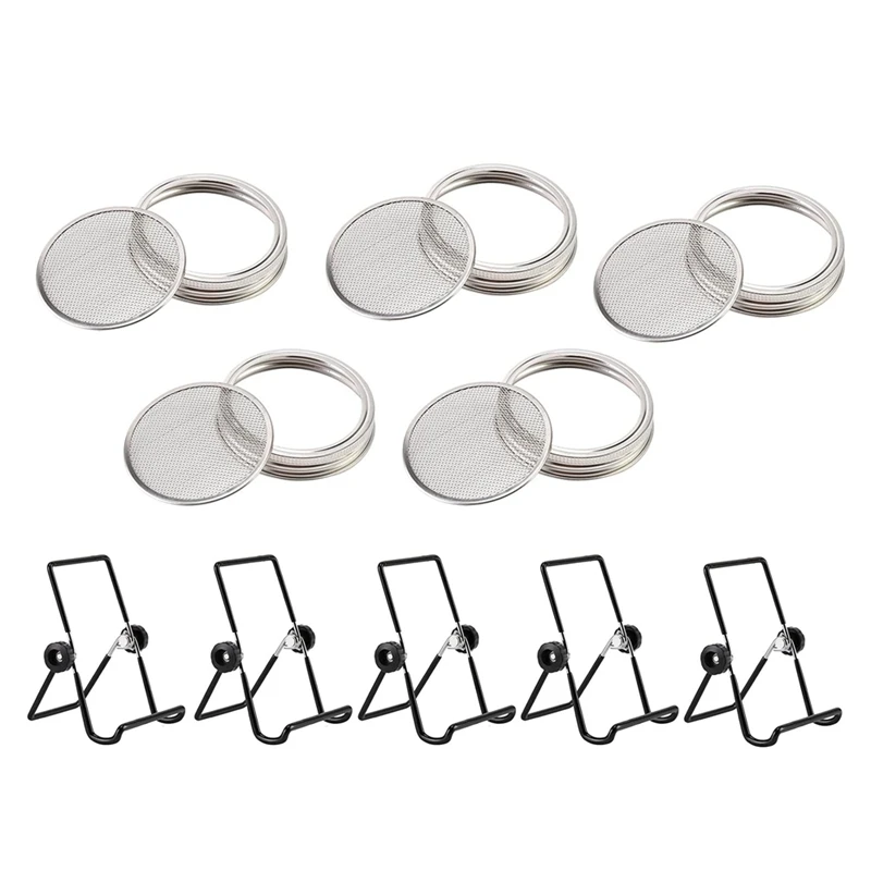 1 Set Stainless Steel Sprout Lids Sprouting Lids With Screen For Wide Mouth Jars