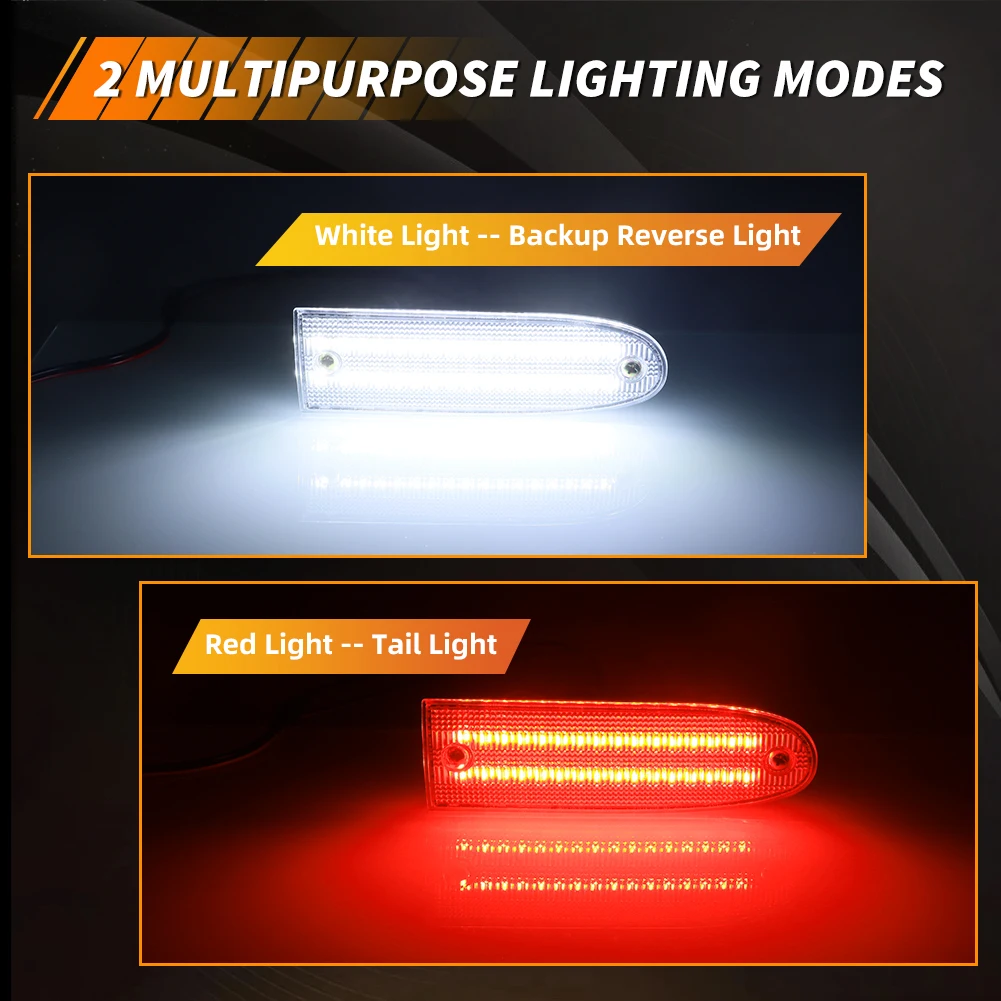 2Pcs For 2000-2009 Chevrolet Monte Carlo/Pontiac G5 Rear Backup Light Tail Light Reverse Light Brake Light Reflector Light W/LED