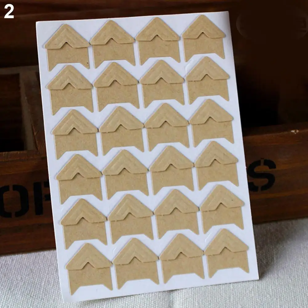 120Pcs 5 Sheets Corner Stickers DIY Vintage Corner Kraft Paper Stickers Frame Scrapbook Self-Adhesive Photo Frame Corner Sticker