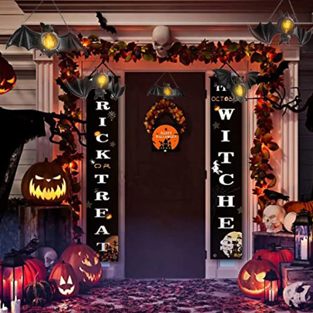 1pc Bat Hanging Lantern Decor Resin Halloween Party Light Home Door Garden Decoration Unique Festival Lighting Ornament