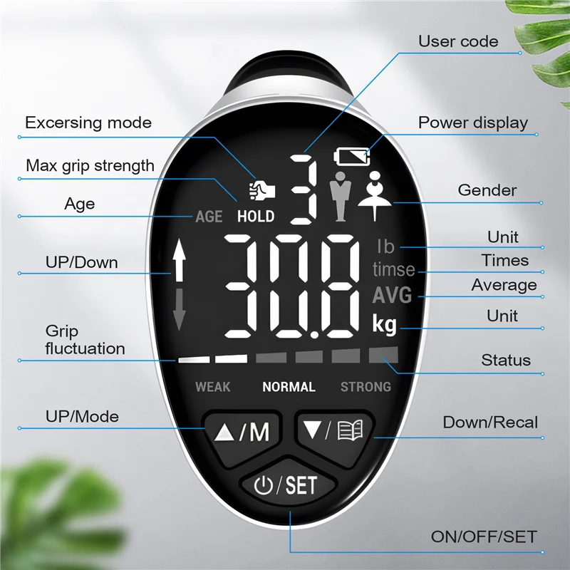 A73M-Grip Strength Trainer، جهاز اختبار قوة القبضة، جهاز تمرين قبضة اليد، التقاط تلقائي لقياس قوة اليد الرقمية