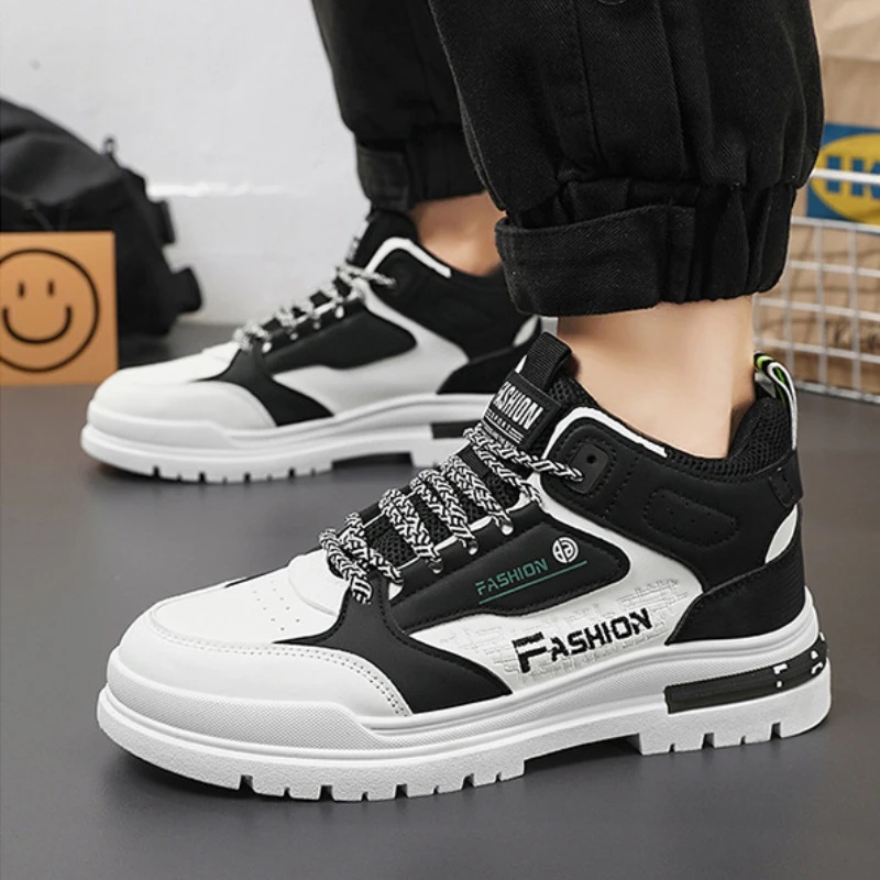 Sneakers Men Autumn Vulcanized Shoes for Male Outdoor Non-slip Soft Sole Walking Shoes Autumn High Top Breathable Ankle Boots