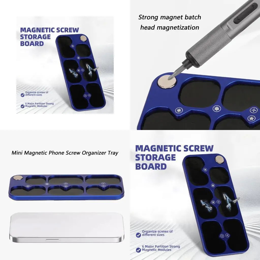 mini-bandeja-magnetica-6-entalhes-para-organizar-a-liga-aluminio-borracha-parafusos-e-porcas