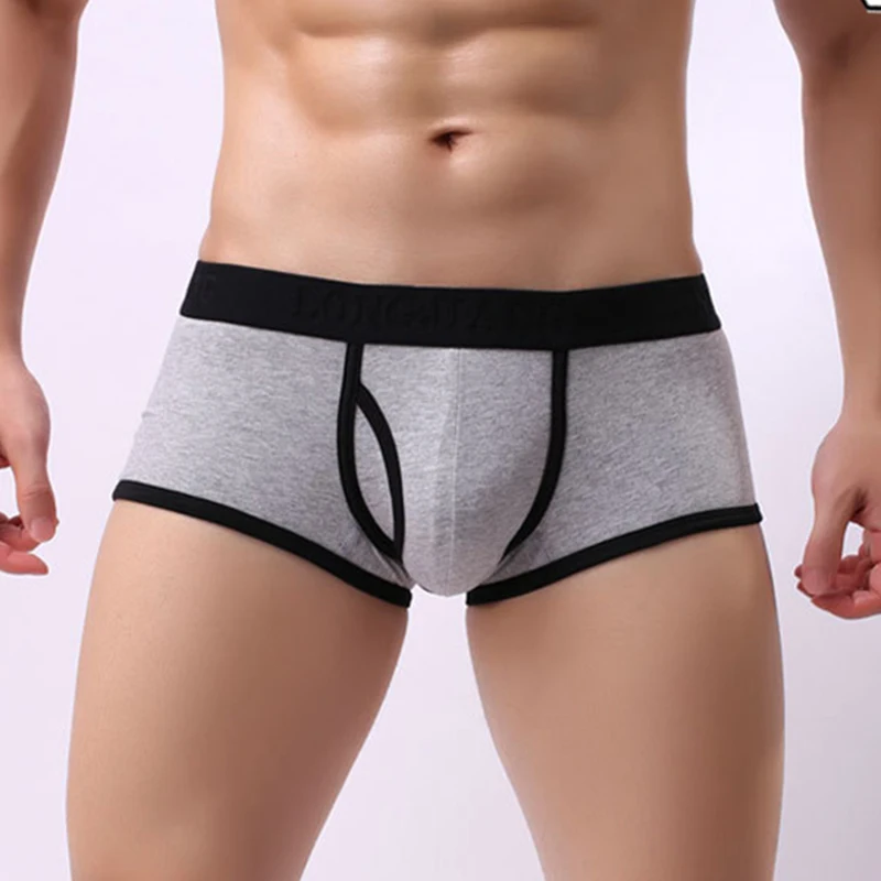 

Mid-rise Male Panties Cotton Side Open U Bulge Pouch Men's Underwear Boxer Shorts Breathable Comfortable Sexy Men Underpants