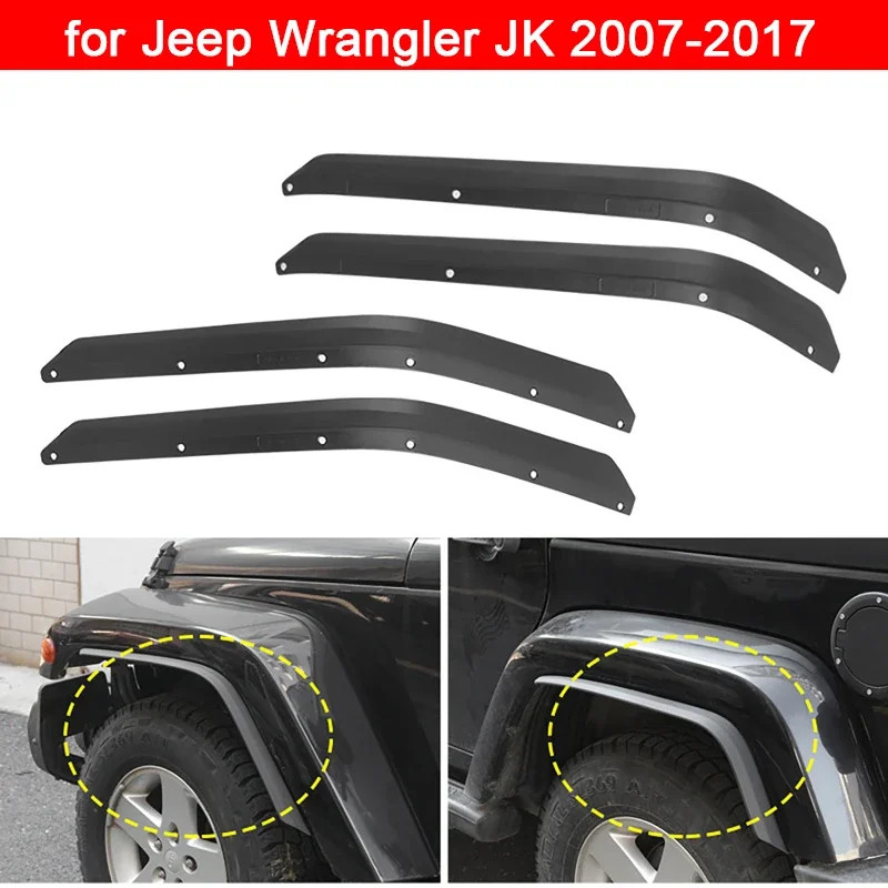 Car Wheel Fenders Front Rear Fender Flares Extension Eyebrow Widened Fender Mudguards fit for Wrangler JK 2007-2017