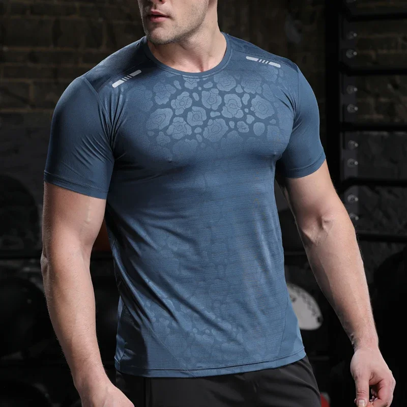 Men Running Compression T-shirt Dry Fit Short Sleeve Sport Tees Male Gym Fitness Jogging Sweatshirt Homme Athletic Shirt Tops