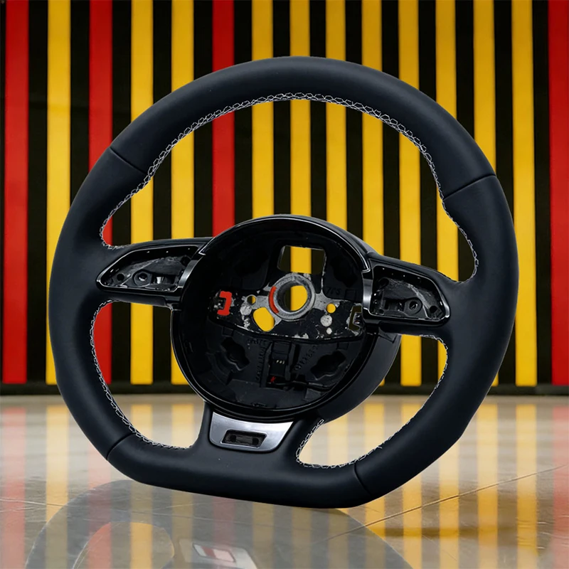 

Sports Flat Bottom A4 B8 Leather Steering Wheel for AUDI A3 A4 A5 A6 A7 Q3 Q5 Q7(2008-2018)Interior Upgrade Car Accessories