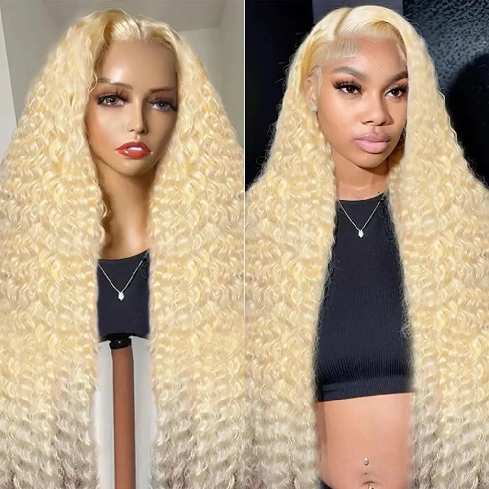 613 Lace Front Wig Human Hair  Deep Wave Blonde Wig Human Hair 13x4 HD 613 Deep Wave Blonde Lace Front Wigs Human Hair