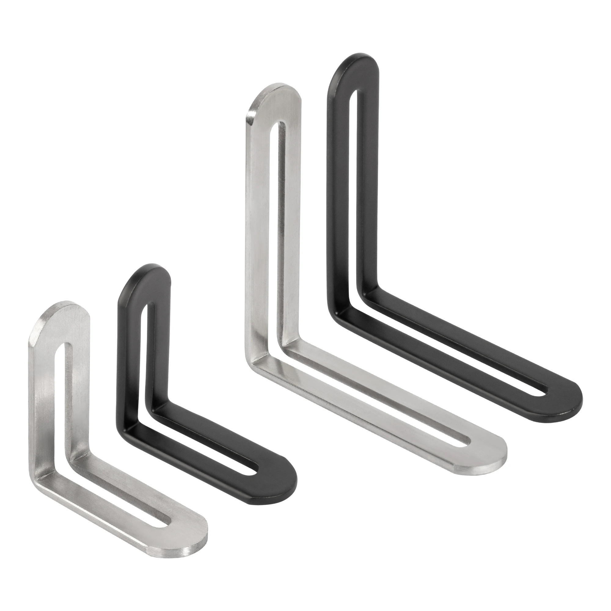 

2pcs Corner Brackets Stainless Steel Furniture Angle Shelf Connector Cabinet Support Fixing Frame Black Corner Brace with Screws