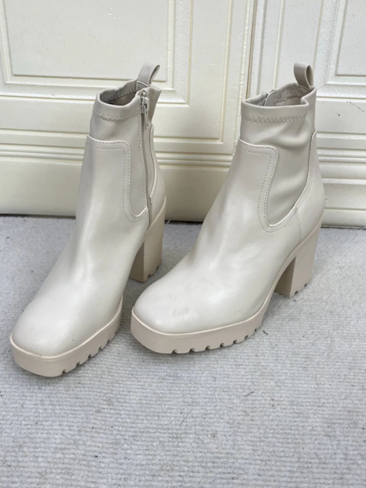 

Ele Waterproof Platform ort Boots Thi Heel Square Head Side Zipper Outdoor Knight Boots Slim Boot for Spring Autumn