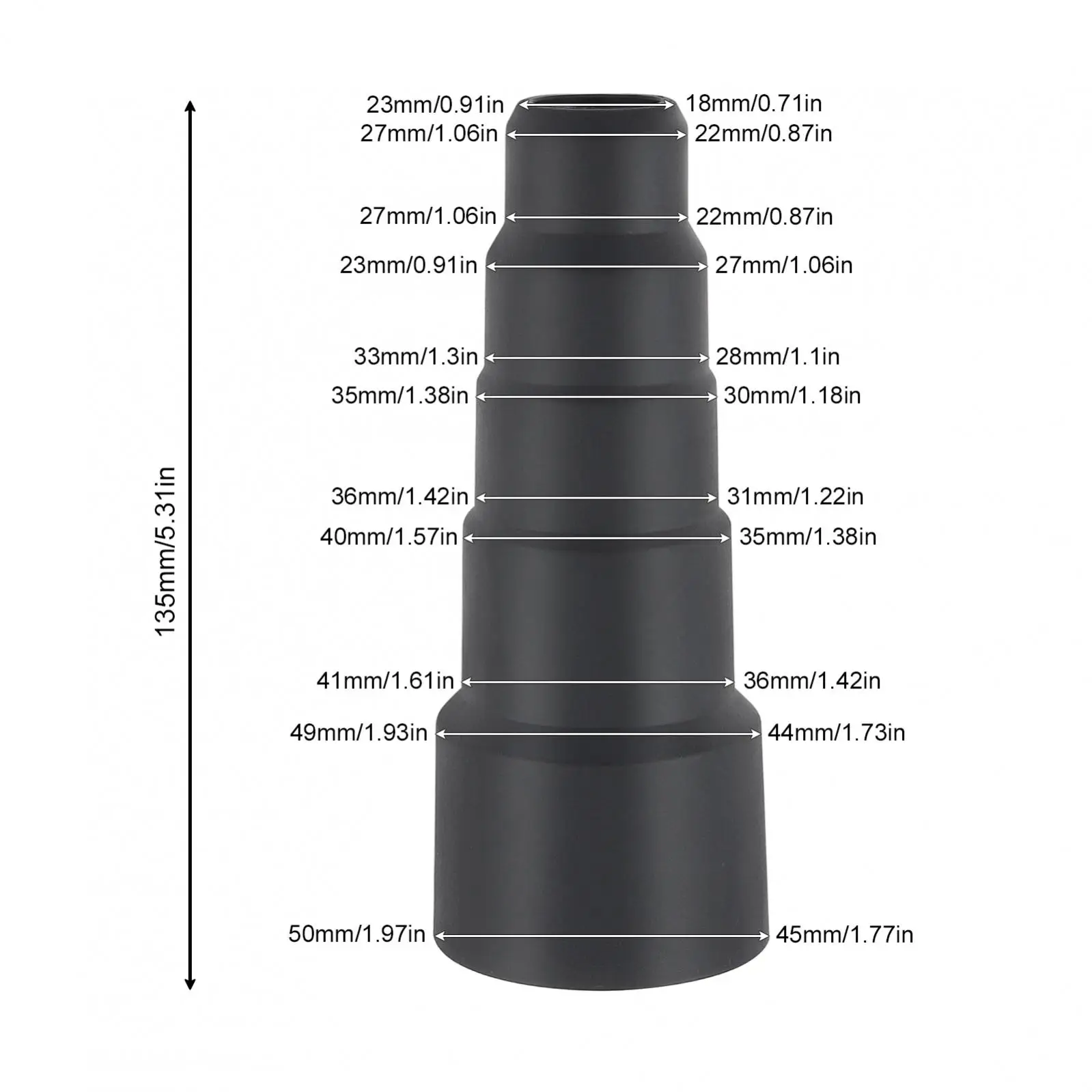 23mm To 50mm Plastic Vacuum Hose Adapter, Black Vacuum Hose Converter Handheld Vacuum Parts Hose Connectors