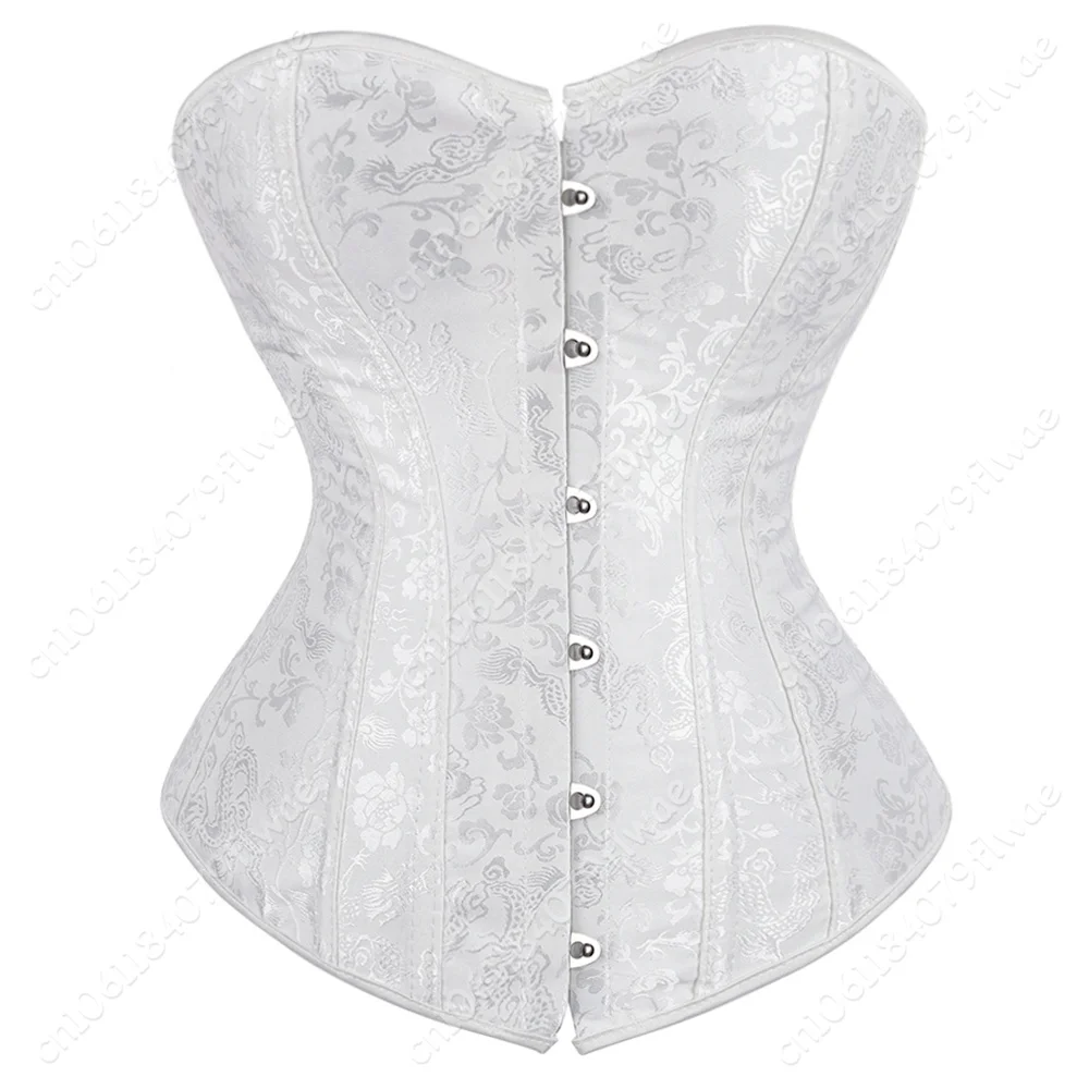 Corsetto top per donna Bustier Overbust corsetto floreale Vintage Lingerie corsetto in raso blu