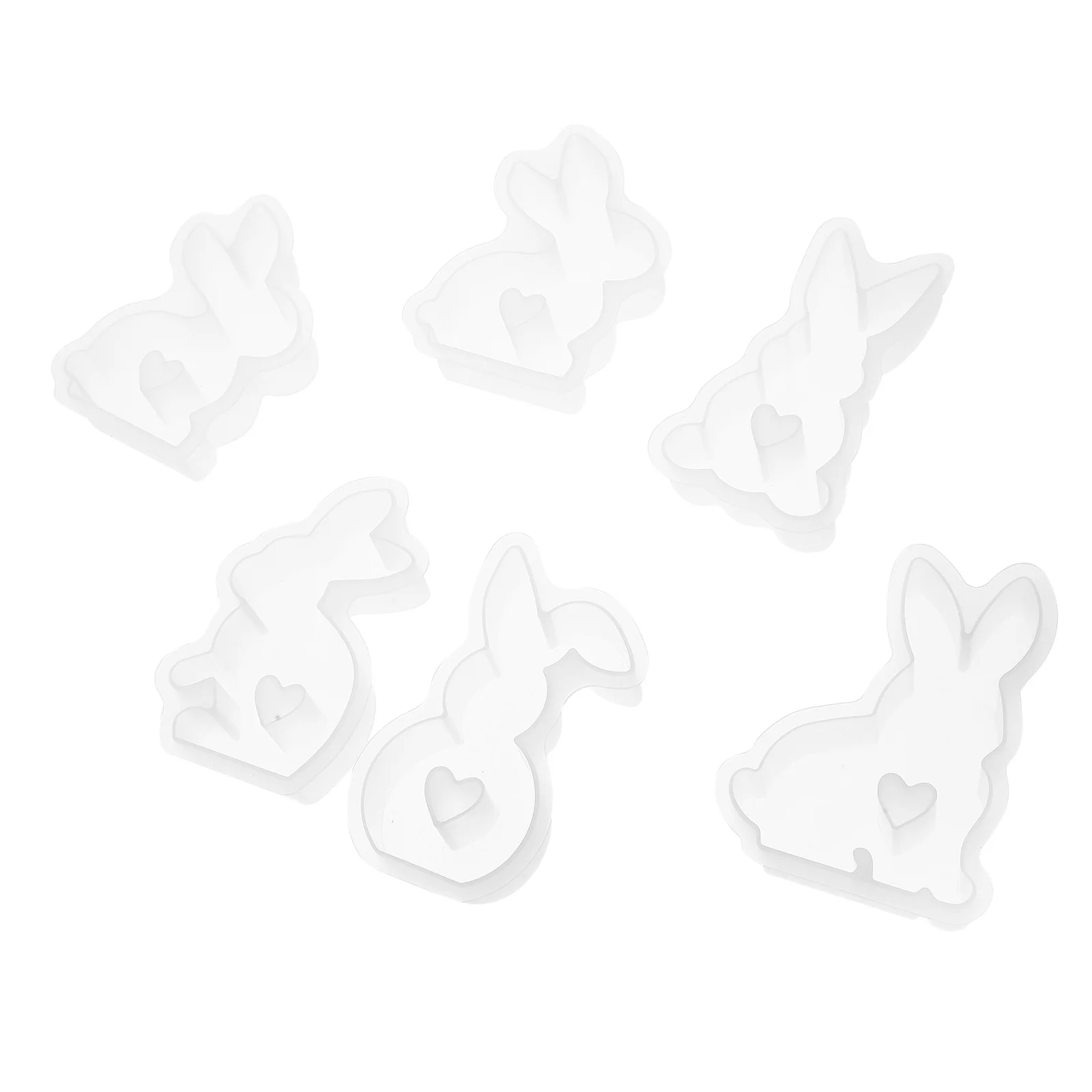 

6Pcs Bunny Shaped Molds Easter DIY Silicone Mold Safe Durable Easy Demould Handicraft Supplies Easter Silicone Molds
