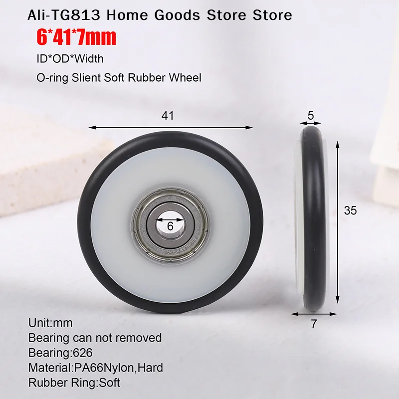 

[TG813]6*41*7mm Buna-N Rubber O Rubber Ring 626 Bearing Moving Pulley Rubber Roller Mute Elasticity Roller Pulley