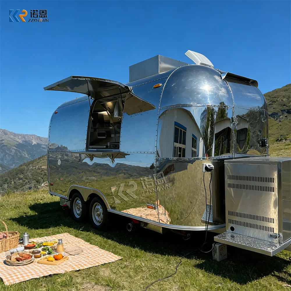 

Мобильный фудтрак из нержавеющей стали для уличной торговли, передвижная кухня, индивидуальный портативный прицеп для быстрого питания для коммерческого использования