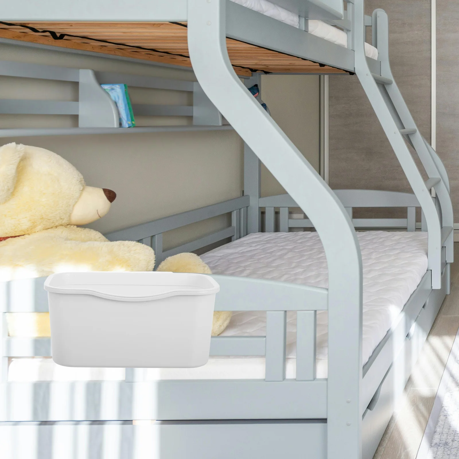 

2Pcs Bedside Storage Basket Hanging Organizer Multifunctional Plastic Shelf for Dorm Bunk Bed Room Bedside Basket