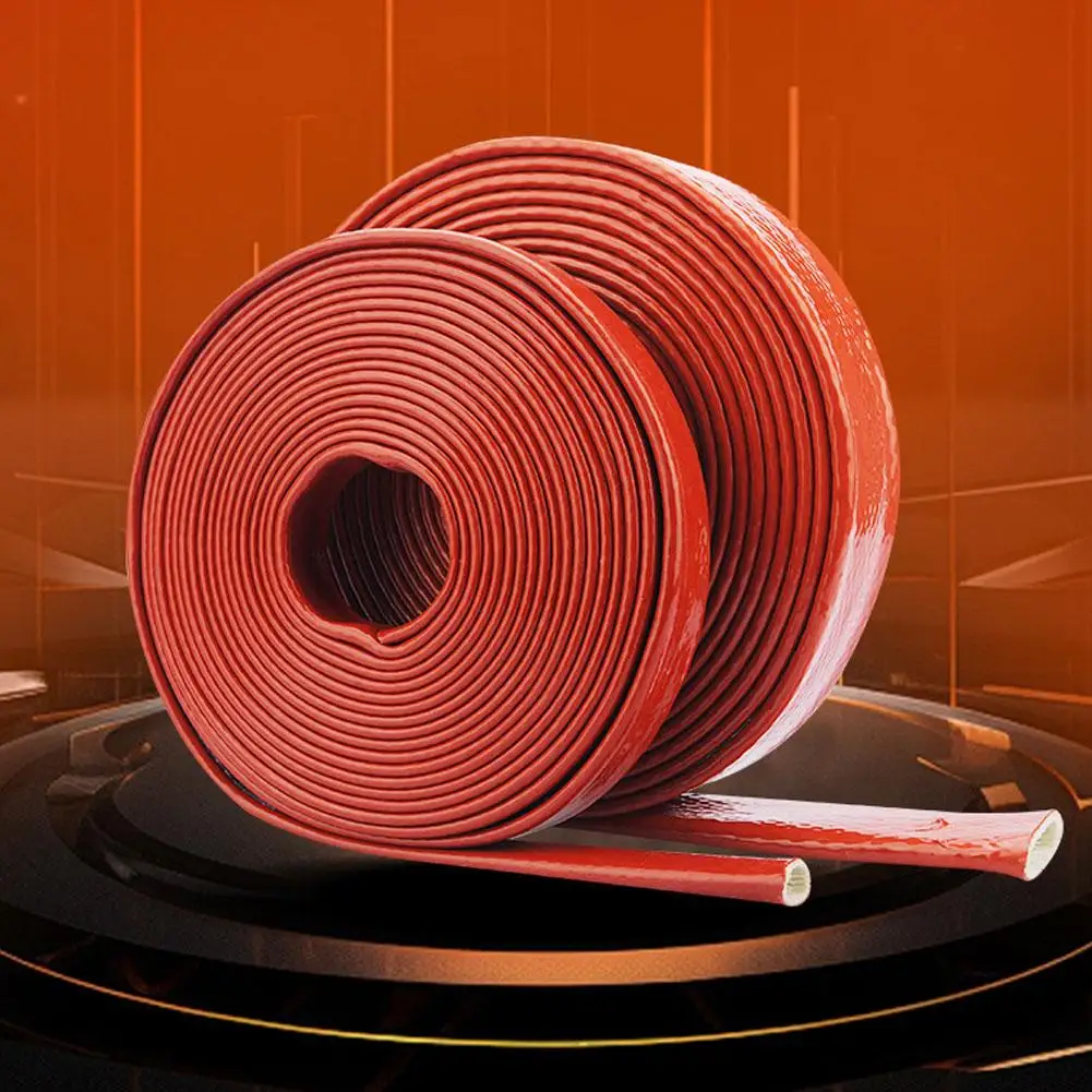 1 Roll Oil Pipe Protective Sleeve  Heat Resistant Cable Sleeve Silicone Fiberglass Pipeline Protector Tool Fit For Hoses