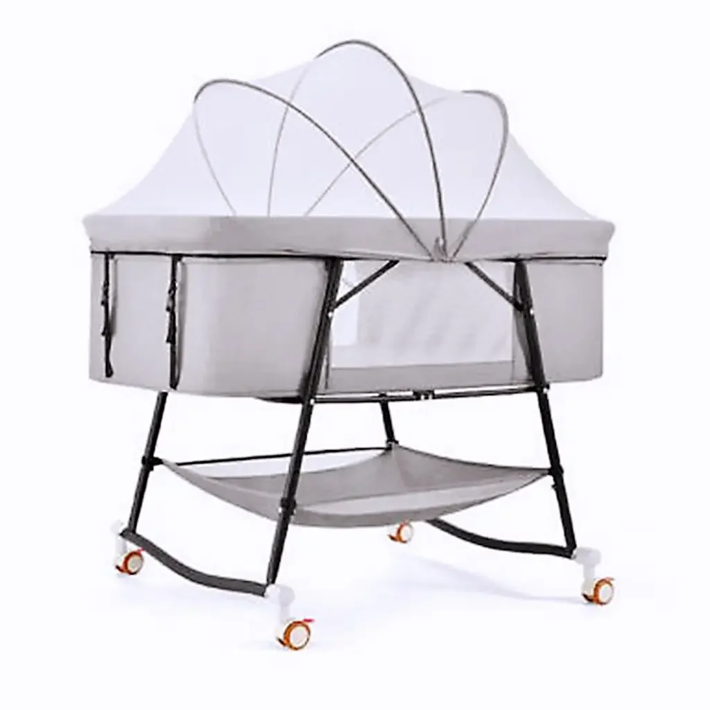 Baby Crib Multifunctional Foldable Portable Baby 0-3 Years Old Newborn Bb Movable Crib with Wheels