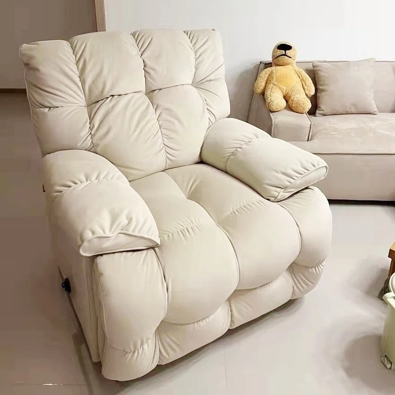 

Multifunctional single sofa chair cream reclining sleeping living room bedroom rocking chair first class space l