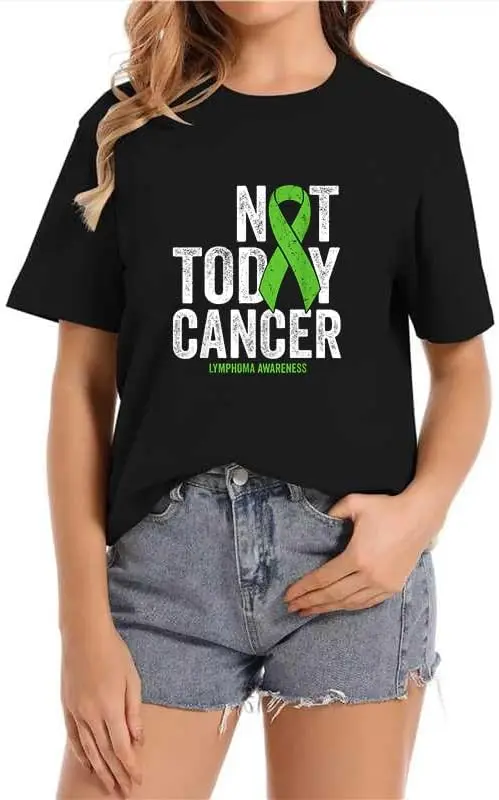 Not Today Lime Green Awareness Ribbon Women's Crew Neck Casual Short Sleeve Vintage Summer Graphic T-Shirt