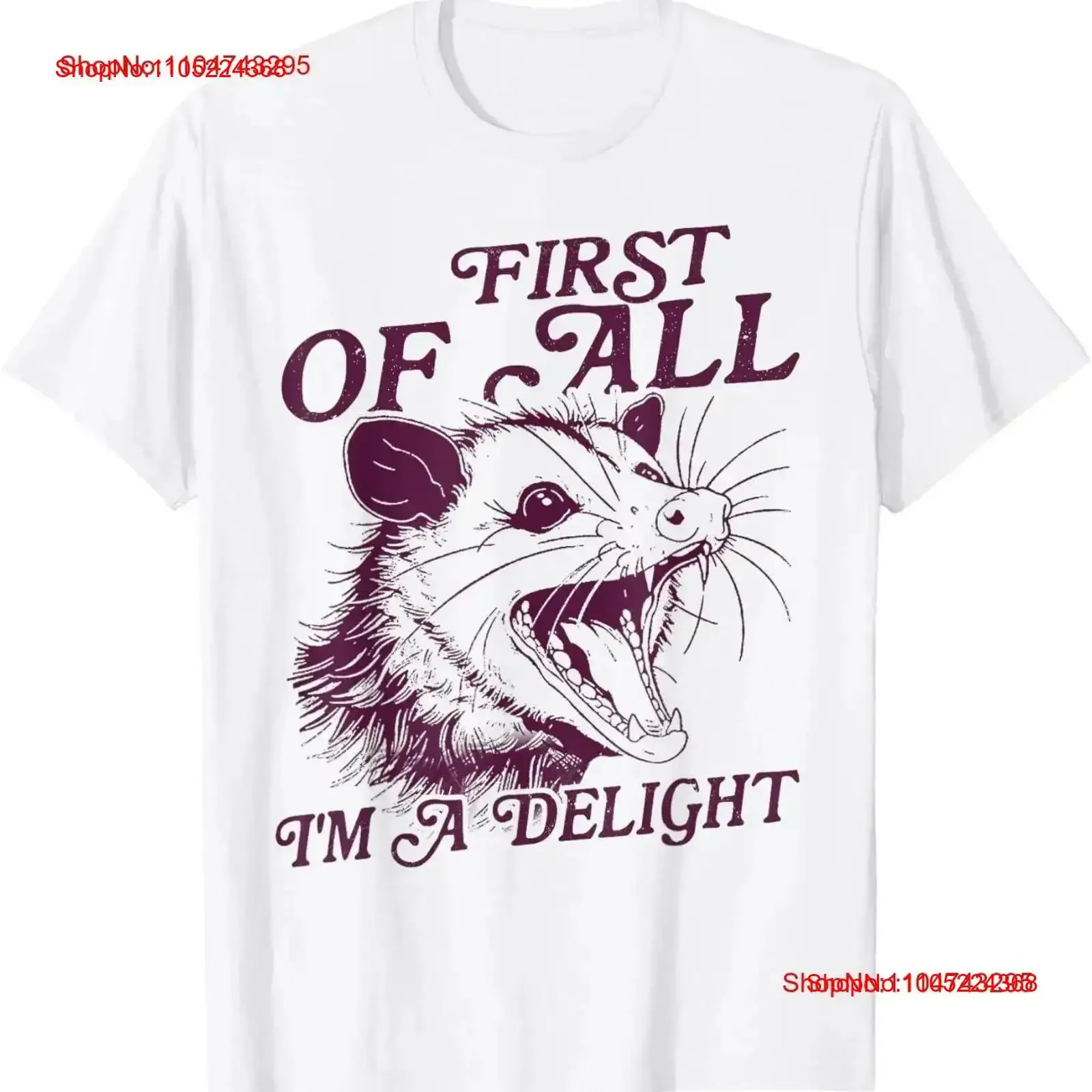 First Of All I'm A Delight Sarcastic Angry Opossum T Shirt vintage Washed Versatile graphic Stretched Top For Everyday Wear