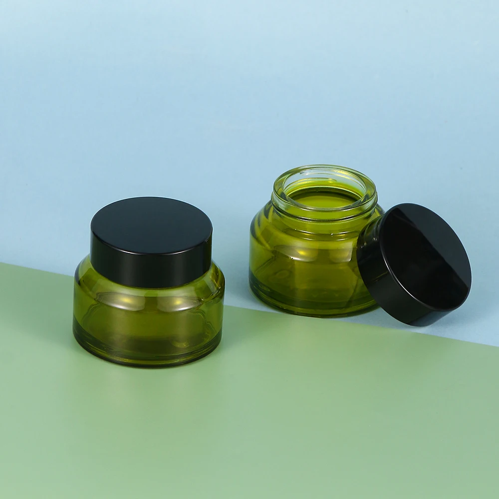 2 Packs Small Travel Size Clear 30ml Cosmetic Glass Jar With Lid Makeup Sample Containers for Salve Cream Diy Homemade Sample